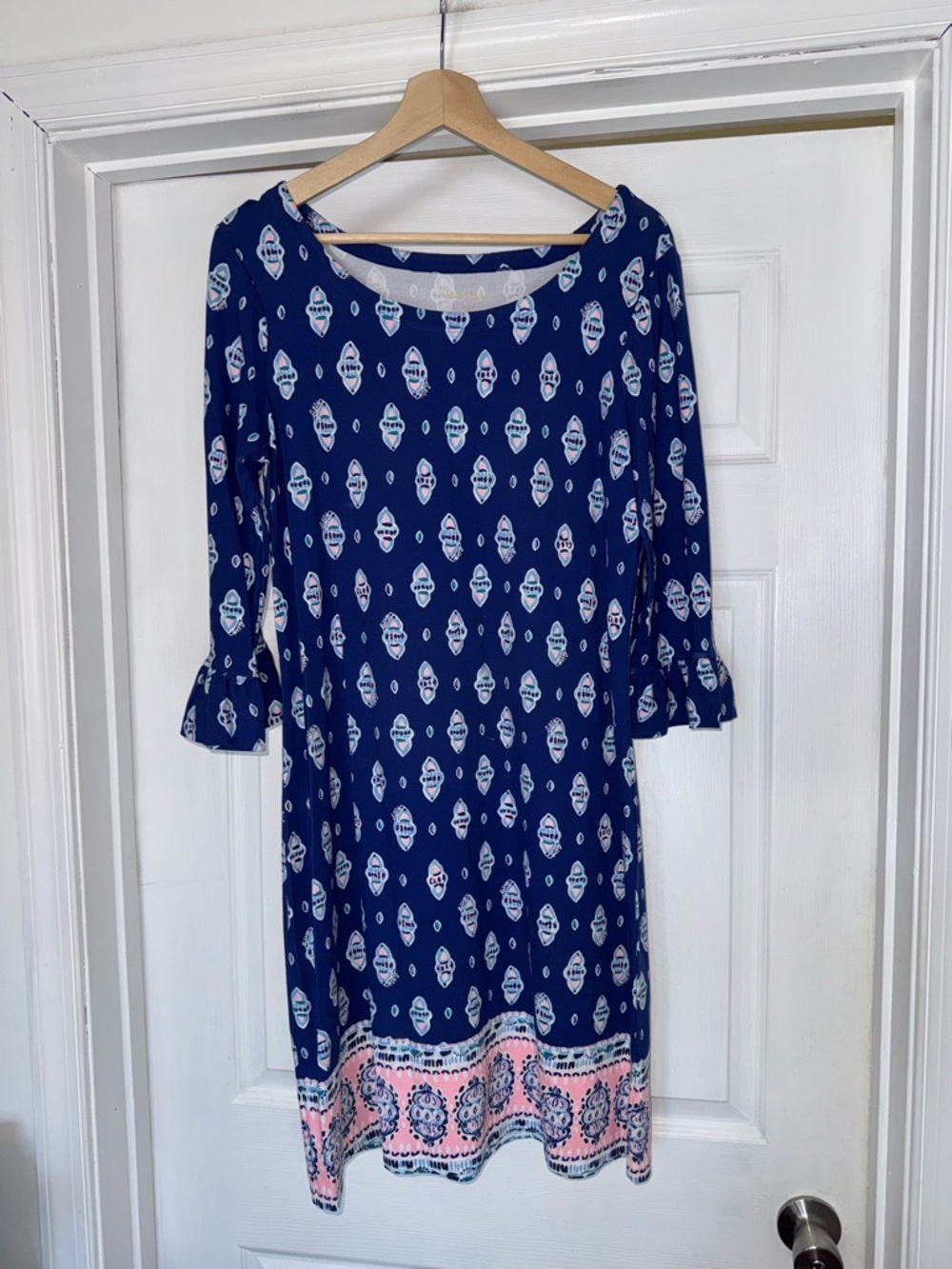 Lilly Pulitzer Sophie Ruffle Sleeves Dress L Blue - Picture 2 of 7
